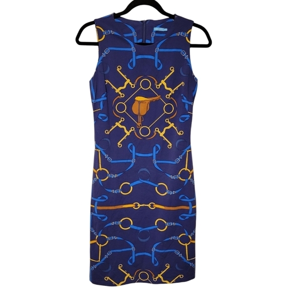 J. McLaughlin Catalina Cloth Horse Bit Equestrian Saddle Western Con Swing Dress - Picture 2 of 11